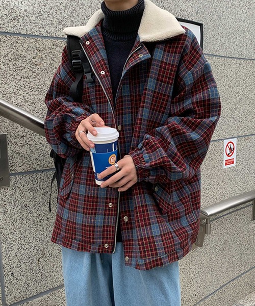 MGV(エムジーヴィー)の「ボア襟チェックブルゾン(ブルゾン・メンズ・ベージュ/キャメル/ワイン・MEDIUM/LARGE/X-LARGE)」の18枚目の写真