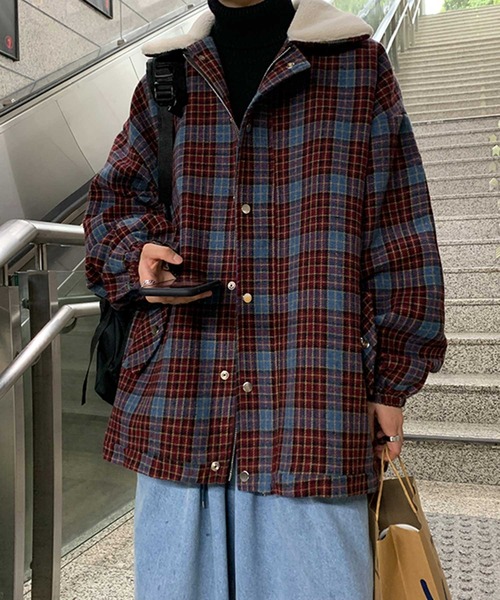 MGV(エムジーヴィー)の「ボア襟チェックブルゾン(ブルゾン・メンズ・ベージュ/キャメル/ワイン・MEDIUM/LARGE/X-LARGE)」の19枚目の写真