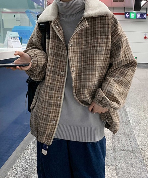 MGV(エムジーヴィー)の「ボア襟チェックブルゾン(ブルゾン・メンズ・ベージュ/キャメル/ワイン・MEDIUM/LARGE/X-LARGE)」の21枚目の写真