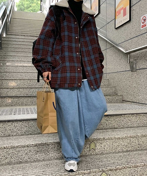 MGV(エムジーヴィー)の「ボア襟チェックブルゾン(ブルゾン・メンズ・ベージュ/キャメル/ワイン・MEDIUM/LARGE/X-LARGE)」の12枚目の写真