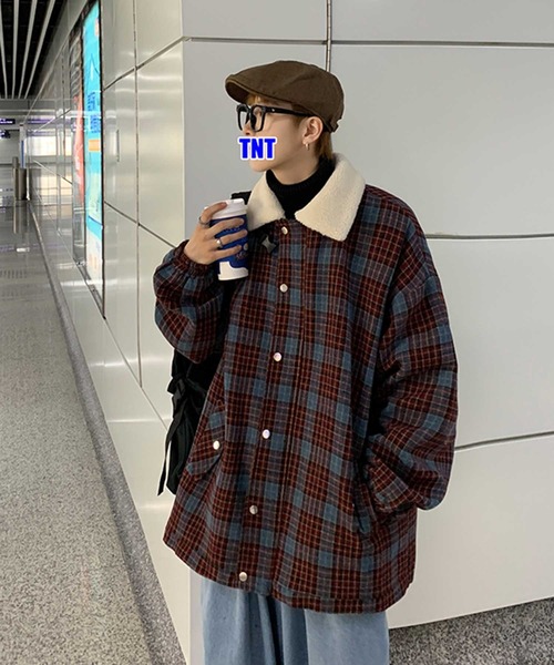 MGV(エムジーヴィー)の「ボア襟チェックブルゾン(ブルゾン・メンズ・ベージュ/キャメル/ワイン・MEDIUM/LARGE/X-LARGE)」の15枚目の写真