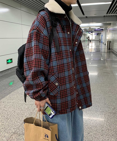 MGV(エムジーヴィー)の「ボア襟チェックブルゾン(ブルゾン・メンズ・ベージュ/キャメル/ワイン・MEDIUM/LARGE/X-LARGE)」の17枚目の写真