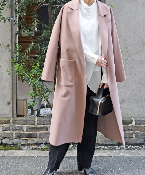 Marient(マリエント)の「メルトンチェスターコート/ガウンコート(チェスターコート・レディース・ピンクベージュ/ブラウン/ブラック・FREE)」の1枚目の写真