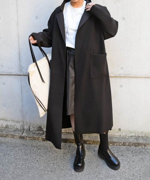 Marient(マリエント)の「メルトンチェスターコート/ガウンコート(チェスターコート・レディース・ピンクベージュ/ブラウン/ブラック・FREE)」の2枚目の写真