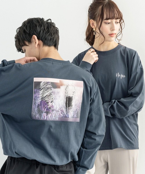 Rocky Monroe（ロッキーモンロー）の「オーバーサイズ グラフィックフォトプリント ロンT（Tシャツ/カットソー・メンズ・パープル系その他2/ベージュ系その他/グリーン系その他/パープル系その他/オフホワイト/パープル/グレイッシュベージュ/ブルー系その他2/グレー系その他/サックスブルー/グリーン/ホワイト系その他/ベージュ系その他2/グリーン系その他2/ホワイト系その他2/ブラック系その他2/ブルー系その他/ブラック・M/S/L）」の7枚目の写真