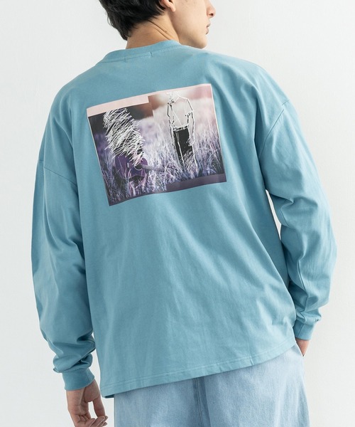 Rocky Monroe（ロッキーモンロー）の「オーバーサイズ グラフィックフォトプリント ロンT（Tシャツ/カットソー・メンズ・パープル系その他2/ベージュ系その他/グリーン系その他/パープル系その他/オフホワイト/パープル/グレイッシュベージュ/ブルー系その他2/グレー系その他/サックスブルー/グリーン/ホワイト系その他/ベージュ系その他2/グリーン系その他2/ホワイト系その他2/ブラック系その他2/ブルー系その他/ブラック・M/S/L）」の14枚目の写真