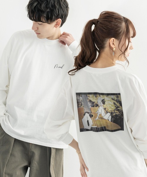 Rocky Monroe（ロッキーモンロー）の「オーバーサイズ グラフィックフォトプリント ロンT（Tシャツ/カットソー・メンズ・パープル系その他2/ベージュ系その他/グリーン系その他/パープル系その他/オフホワイト/パープル/グレイッシュベージュ/ブルー系その他2/グレー系その他/サックスブルー/グリーン/ホワイト系その他/ベージュ系その他2/グリーン系その他2/ホワイト系その他2/ブラック系その他2/ブルー系その他/ブラック・M/S/L）」の2枚目の写真