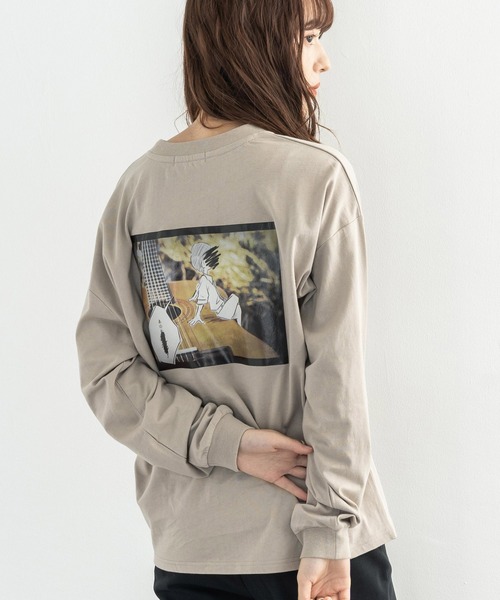 Rocky Monroe（ロッキーモンロー）の「オーバーサイズ グラフィックフォトプリント ロンT（Tシャツ/カットソー・メンズ・パープル系その他2/ベージュ系その他/グリーン系その他/パープル系その他/オフホワイト/パープル/グレイッシュベージュ/ブルー系その他2/グレー系その他/サックスブルー/グリーン/ホワイト系その他/ベージュ系その他2/グリーン系その他2/ホワイト系その他2/ブラック系その他2/ブルー系その他/ブラック・M/S/L）」の9枚目の写真