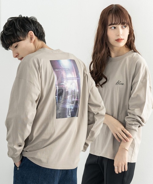 Rocky Monroe（ロッキーモンロー）の「オーバーサイズ グラフィックフォトプリント ロンT（Tシャツ/カットソー・メンズ・パープル系その他2/ベージュ系その他/グリーン系その他/パープル系その他/オフホワイト/パープル/グレイッシュベージュ/ブルー系その他2/グレー系その他/サックスブルー/グリーン/ホワイト系その他/ベージュ系その他2/グリーン系その他2/ホワイト系その他2/ブラック系その他2/ブルー系その他/ブラック・M/S/L）」の10枚目の写真