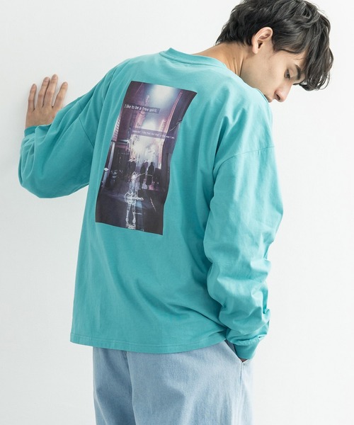 Rocky Monroe（ロッキーモンロー）の「オーバーサイズ グラフィックフォトプリント ロンT（Tシャツ/カットソー・メンズ・パープル系その他2/ベージュ系その他/グリーン系その他/パープル系その他/オフホワイト/パープル/グレイッシュベージュ/ブルー系その他2/グレー系その他/サックスブルー/グリーン/ホワイト系その他/ベージュ系その他2/グリーン系その他2/ホワイト系その他2/ブラック系その他2/ブルー系その他/ブラック・M/S/L）」の13枚目の写真