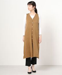 Sustainable atmos pink / OD/リネン混ロングベスト