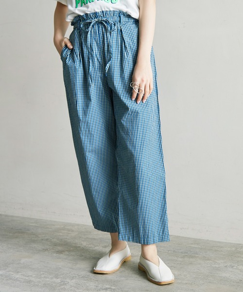note et silence （ノートエシロンス）の「120/2ギンガム製品染　スピンドルパンツ（その他パンツ・レディース・ブルー/ブラウン・FREE）」の3枚目の写真