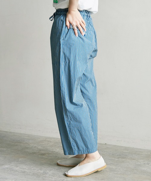 note et silence （ノートエシロンス）の「120/2ギンガム製品染　スピンドルパンツ（その他パンツ・レディース・ブルー/ブラウン・FREE）」の5枚目の写真
