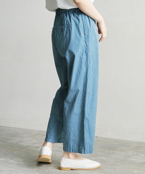 note et silence （ノートエシロンス）の「120/2ギンガム製品染　スピンドルパンツ（その他パンツ・レディース・ブルー/ブラウン・FREE）」の7枚目の写真