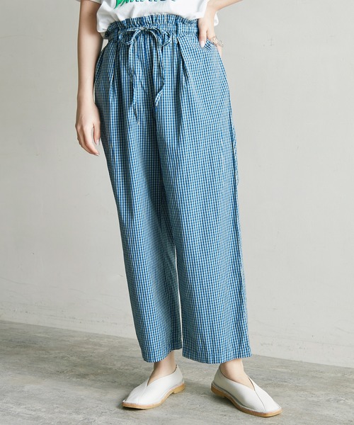note et silence （ノートエシロンス）の「120/2ギンガム製品染　スピンドルパンツ（その他パンツ・レディース・ブルー/ブラウン・FREE）」の8枚目の写真