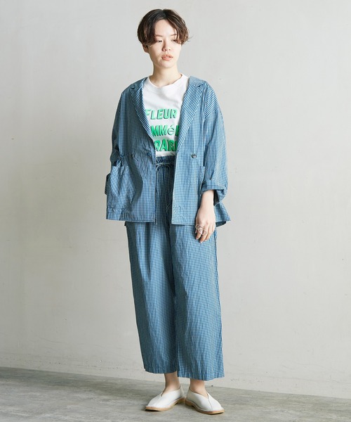 note et silence （ノートエシロンス）の「120/2ギンガム製品染　スピンドルパンツ（その他パンツ・レディース・ブルー/ブラウン・FREE）」の16枚目の写真