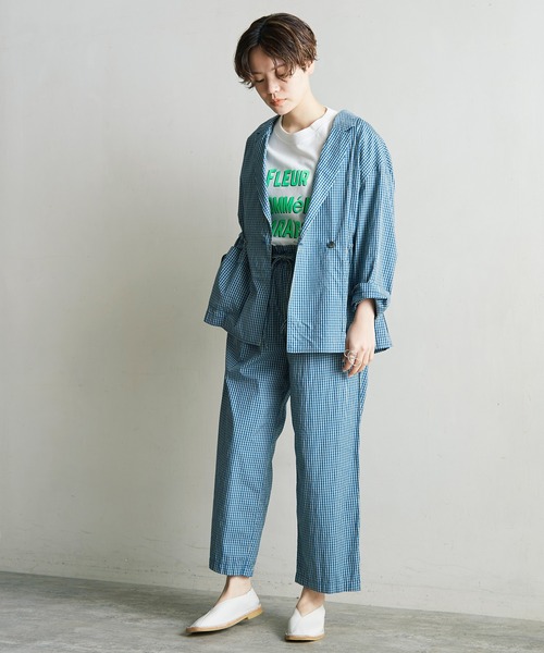 note et silence コットンカシミア リブニットパンツ note et silence （ノートエシロンス）の「120/2ギンガム製品染