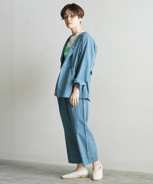 note et silence （ノートエシロンス）の「120/2ギンガム製品染　スピンドルパンツ（その他パンツ・レディース・ブルー/ブラウン・FREE）」の18枚目の写真