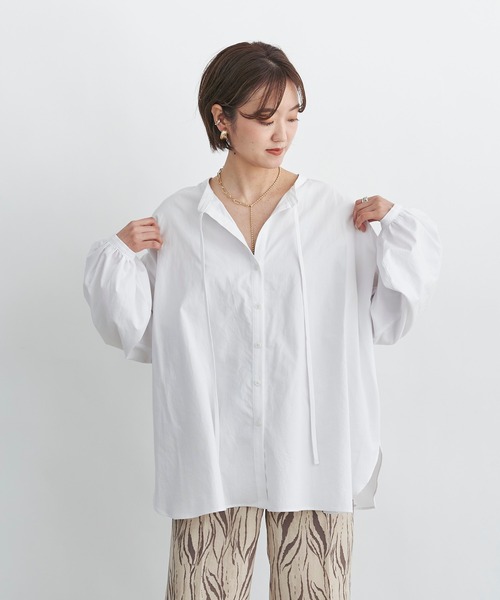 DouDou（ドゥドゥ）の「2WAY袖ボリュームブラウス（シャツ/ブラウス・レディース・ホワイト/チャコールグレー/サックスブルー・FREE）」の20枚目の写真