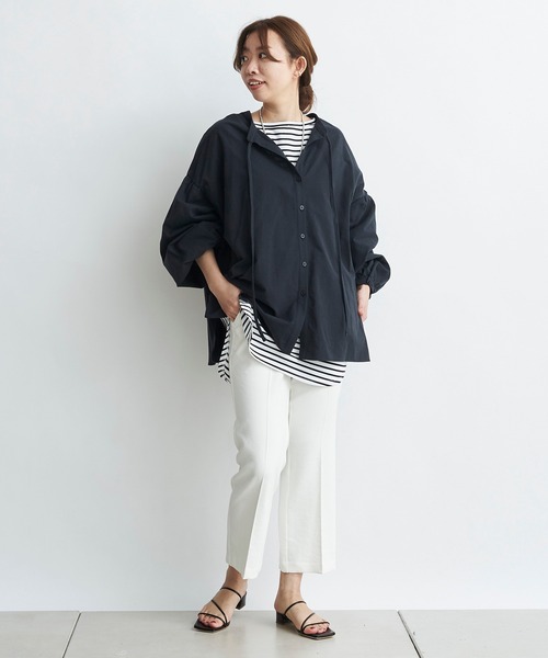 DouDou（ドゥドゥ）の「2WAY袖ボリュームブラウス（シャツ/ブラウス・レディース・ホワイト/チャコールグレー/サックスブルー・FREE）」の13枚目の写真