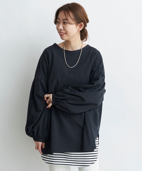 DouDou（ドゥドゥ）の「2WAY袖ボリュームブラウス（シャツ/ブラウス・レディース・ホワイト/チャコールグレー/サックスブルー・FREE）」の6枚目の写真