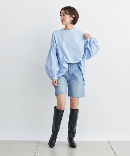 DouDou（ドゥドゥ）の「2WAY袖ボリュームブラウス（シャツ/ブラウス・レディース・ホワイト/チャコールグレー/サックスブルー・FREE）」の15枚目の写真