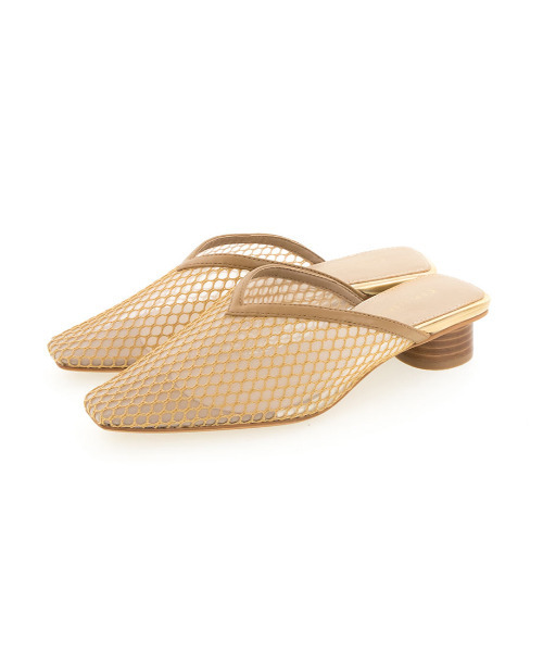 RANDA(ランダ)の「ソフト メッシュディティールVカットミュールパンプス(サンダル・レディース・ブラック/ベージュ・S/M/L/LL)」の13枚目の写真