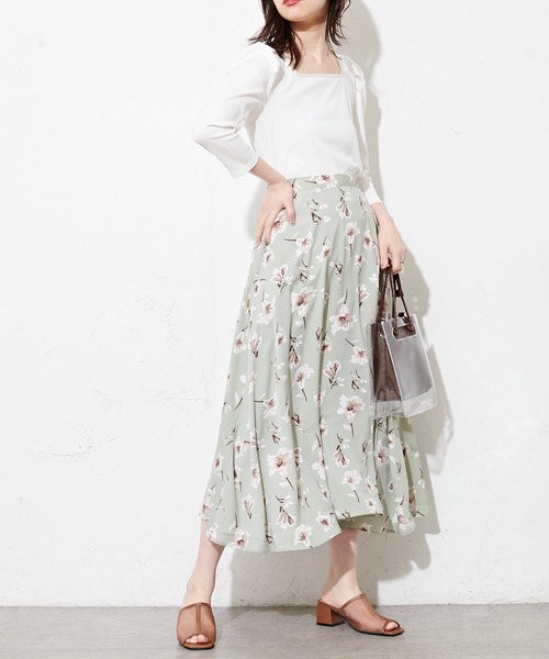 natural couture(ナチュラルクチュール)の「リリーフレアスカート(スカート・レディース・ライトベージュ/ミント/ブラック・FREE)」の19枚目の写真
