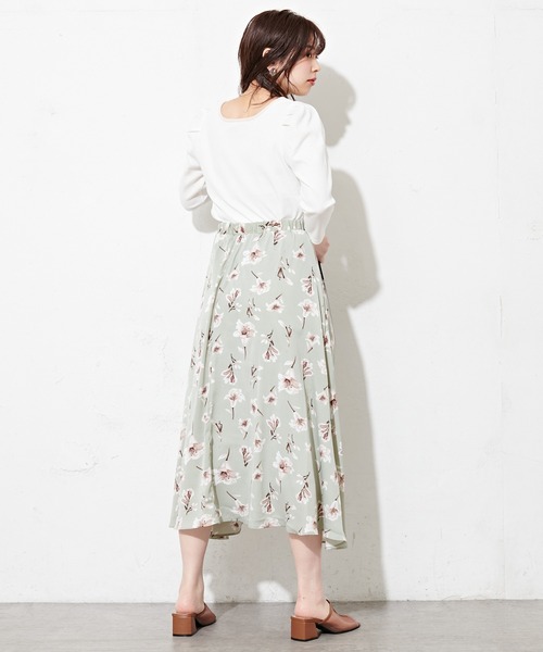 natural couture(ナチュラルクチュール)の「リリーフレアスカート(スカート・レディース・ライトベージュ/ミント/ブラック・FREE)」の20枚目の写真