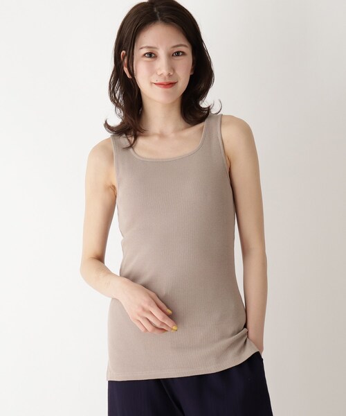 SHOO・LA・RUE（シューラルー）の「◆スクエアネックリブタンクトップ（タンクトップ・レディース・アイボリー/ベージュ/ブラック/ライトブルー/アイボリー系8/ベージュ系8・02/03/04/01）」の4枚目の写真