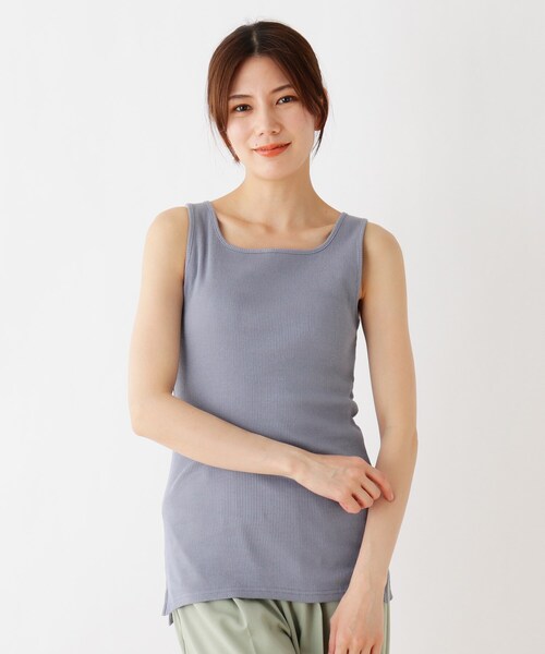 SHOO・LA・RUE（シューラルー）の「◆スクエアネックリブタンクトップ（タンクトップ・レディース・アイボリー/ベージュ/ブラック/ライトブルー/アイボリー系8/ベージュ系8・02/03/04/01）」の6枚目の写真