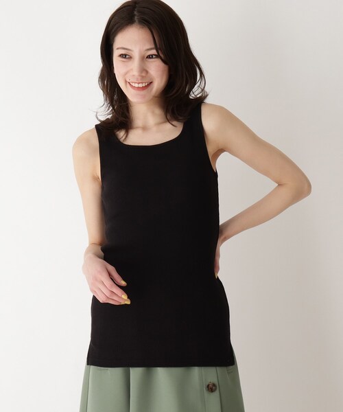 SHOO・LA・RUE（シューラルー）の「◆スクエアネックリブタンクトップ（タンクトップ・レディース・アイボリー/ベージュ/ブラック/ライトブルー/アイボリー系8/ベージュ系8・02/03/04/01）」の3枚目の写真