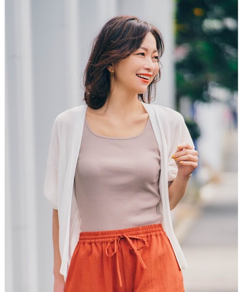 SHOO・LA・RUE（シューラルー）の「◆スクエアネックリブタンクトップ（タンクトップ・レディース・アイボリー/ベージュ/ブラック/ライトブルー/アイボリー系8/ベージュ系8・02/03/04/01）」の9枚目の写真