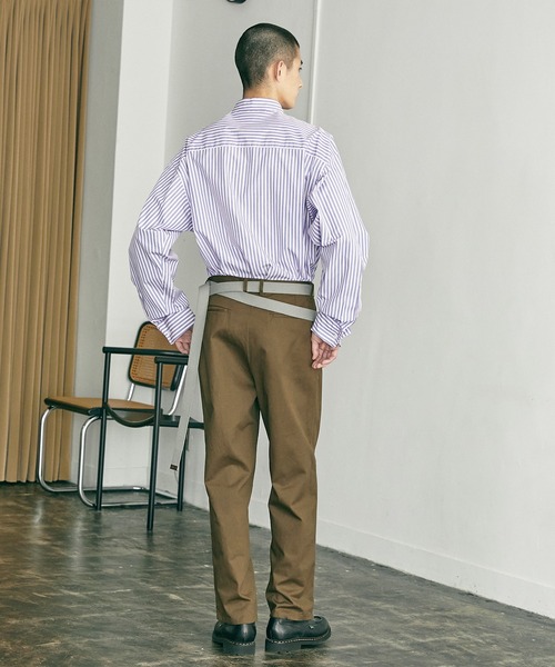 nowm（ノウム）の「【nowm】LOOSE WIDE STRAIGHT TUCK PANTS / ルーズ ワイドストレート タックパンツ（チノパンツ・メンズ・オフホワイト/カーキ・M/L）」の9枚目の写真