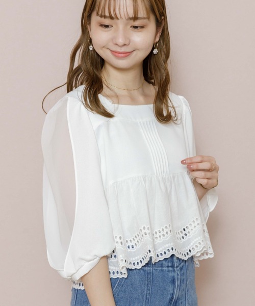 flower（フラワー）の「ドロップレースブラウス（シャツ/ブラウス・レディース・アイボリー/ベージュ・FREE）」の2枚目の写真