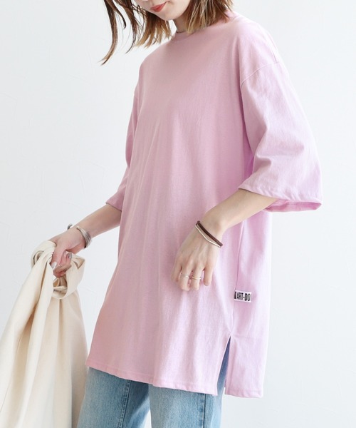 reca（レカ）の「サイドラベルビッグTシャツ（Tシャツ/カットソー・レディース・ホワイト/グレー/ブラック/ピンク・FREE）」の4枚目の写真