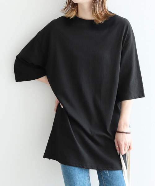 reca（レカ）の「サイドラベルビッグTシャツ（Tシャツ/カットソー・レディース・ホワイト/グレー/ブラック/ピンク・FREE）」の6枚目の写真
