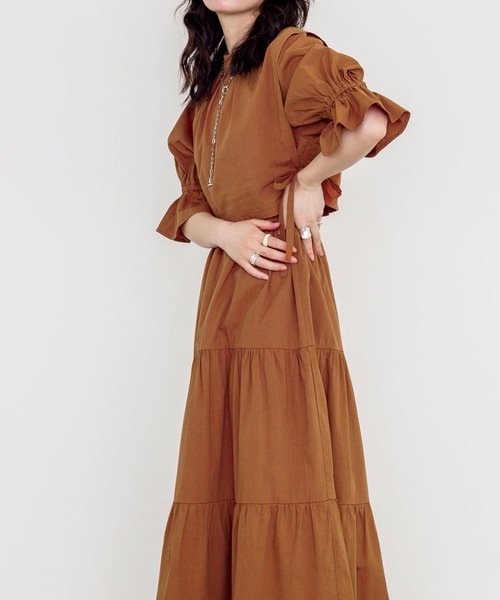 w closet（ダブルクローゼット）の「ベストSET半袖ティアードワンピース（ワンピース・レディース・スミクロ/ライトカーキ/アイボリー/キャメル/ボルドー・FREE）」の10枚目の写真