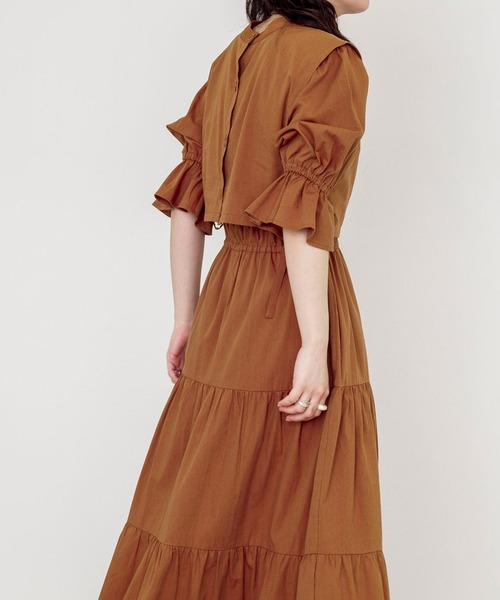 w closet（ダブルクローゼット）の「ベストSET半袖ティアードワンピース（ワンピース・レディース・スミクロ/ライトカーキ/アイボリー/キャメル/ボルドー・FREE）」の14枚目の写真