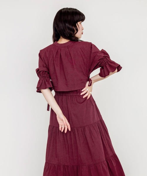 w closet（ダブルクローゼット）の「ベストSET半袖ティアードワンピース（ワンピース・レディース・スミクロ/ライトカーキ/アイボリー/キャメル/ボルドー・FREE）」の18枚目の写真