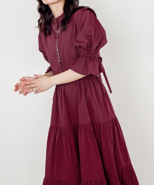 w closet（ダブルクローゼット）の「ベストSET半袖ティアードワンピース（ワンピース・レディース・スミクロ/ライトカーキ/アイボリー/キャメル/ボルドー・FREE）」の20枚目の写真