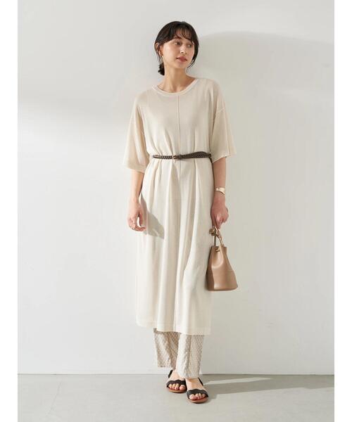 earth music&ecology（アースミュージックアンドエコロジー）の「シアーニットワンピース ＊（ワンピース・レディース・ダークブルー/ホワイト系その他2/ブラック/グレイッシュベージュ・FREE）」の14枚目の写真