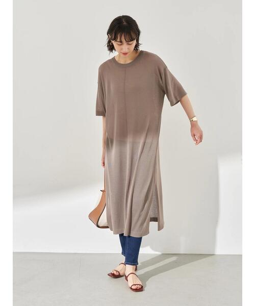 earth music&ecology（アースミュージックアンドエコロジー）の「シアーニットワンピース ＊（ワンピース・レディース・ダークブルー/ホワイト系その他2/ブラック/グレイッシュベージュ・FREE）」の15枚目の写真