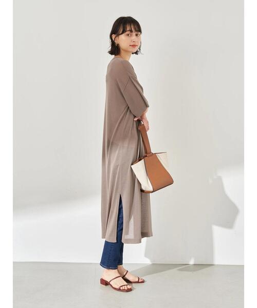 earth music&ecology（アースミュージックアンドエコロジー）の「シアーニットワンピース ＊（ワンピース・レディース・ダークブルー/ホワイト系その他2/ブラック/グレイッシュベージュ・FREE）」の18枚目の写真