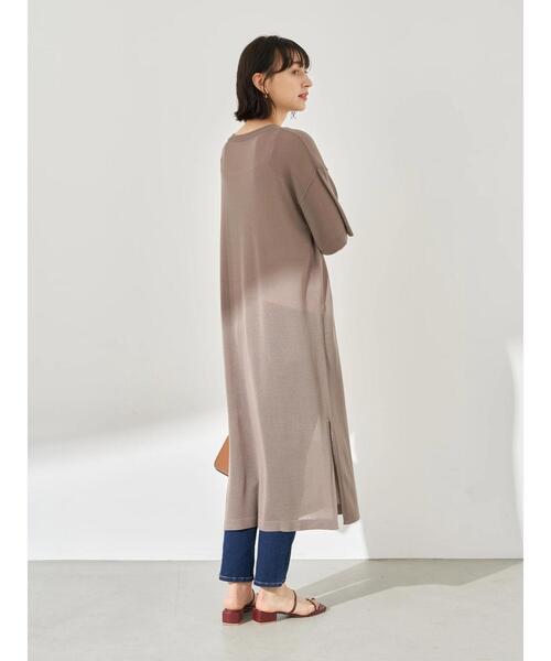 earth music&ecology（アースミュージックアンドエコロジー）の「シアーニットワンピース ＊（ワンピース・レディース・ダークブルー/ホワイト系その他2/ブラック/グレイッシュベージュ・FREE）」の19枚目の写真