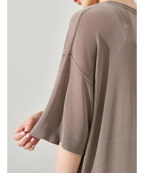 earth music&ecology（アースミュージックアンドエコロジー）の「シアーニットワンピース ＊（ワンピース・レディース・ダークブルー/ホワイト系その他2/ブラック/グレイッシュベージュ・FREE）」の21枚目の写真