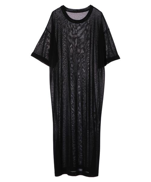 earth music&ecology（アースミュージックアンドエコロジー）の「シアーニットワンピース ＊（ワンピース・レディース・ダークブルー/ホワイト系その他2/ブラック/グレイッシュベージュ・FREE）」の7枚目の写真