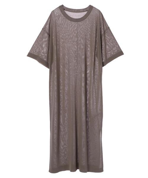 earth music&ecology（アースミュージックアンドエコロジー）の「シアーニットワンピース ＊（ワンピース・レディース・ダークブルー/ホワイト系その他2/ブラック/グレイッシュベージュ・FREE）」の8枚目の写真