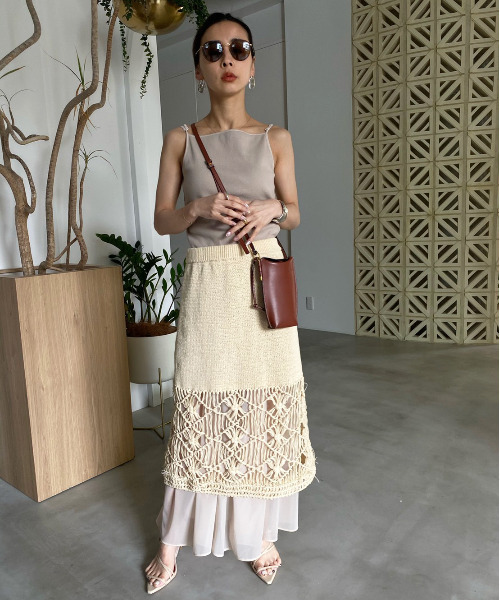 アメリヴィンテージ　MEDI RANDOM LACE SKIRT AMERI MEDI RANDOM LACE SKIRT スカート
