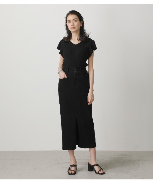 【最終値下♡】Dr.Scholl スリムウエスト M〜Lブラック セット② HIGH WAIST SLIT DENIM SK /ハイウエストスリットデニムスカート